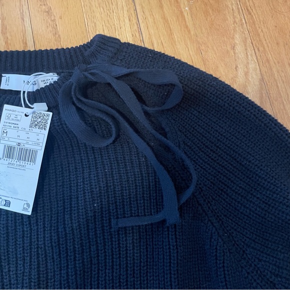 Mango navy blue tie neck sweater - Picture 4 of 4